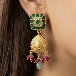 Green Kundan Earrings